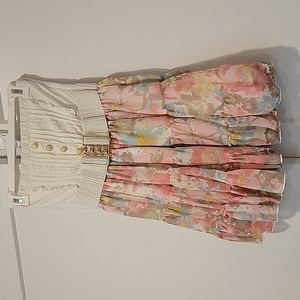 Liz Lisa Strapless Mini Dress XS Poufy Lace Buttons Belt